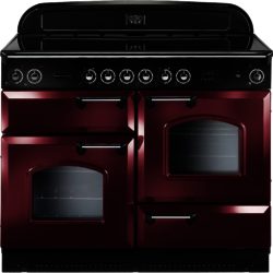 Rangemaster Classic 110 Electric Ceramic 84560 Range Cooker in Cranberry with Chrome Trim and Ceramic Hob